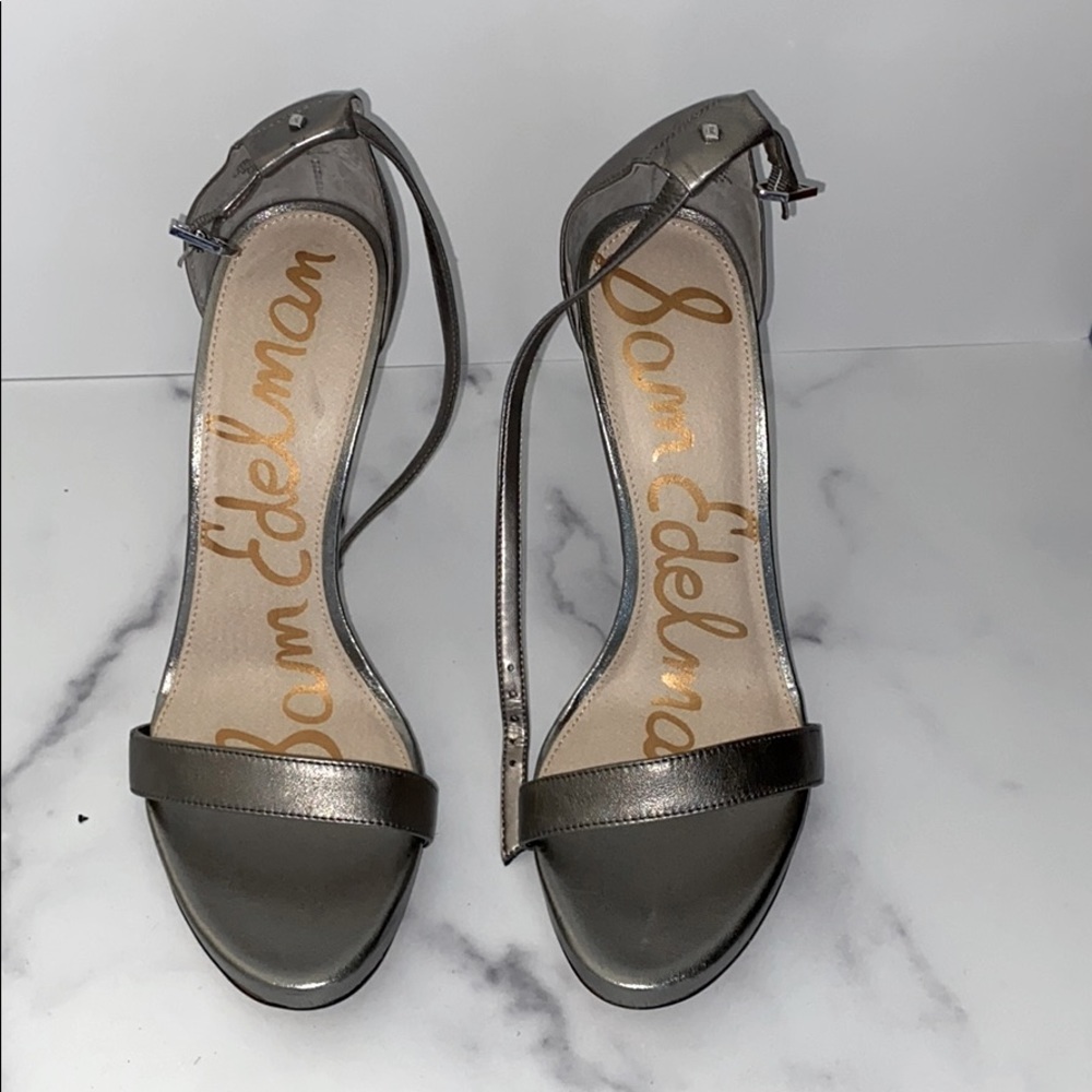 Sam Edelman Pewter “Arelia” Ankle Strap Sandal